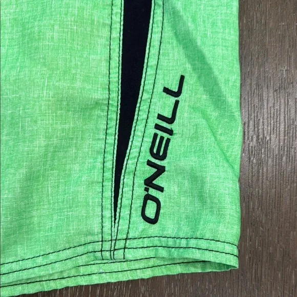 O’Neill Neon Green and Charcoal Color-Blocked Board Shorts size 34 - Picture 6 of 7